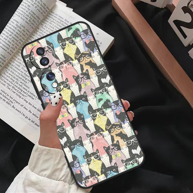 Funny Cat Collage Case For Honor 70 50 90 Lite 8X 9X X6 X7 X8 X9 Honor X8a X9a X7a X6a Magic 5 Pro Cover