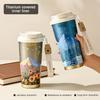 2025New Creative Titanium Covered Insulated Cup, Double Drinking Coffee Cup, Portable Straw Cup, 316 Stainless Steel Thermos Cup