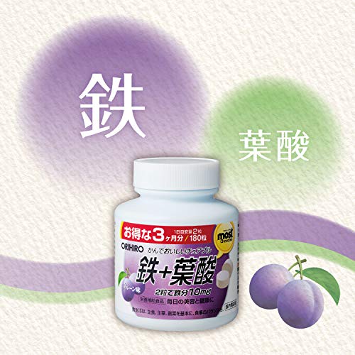 Orihiro Chewable Minerals Iron + Folic Acid 180 tablets