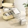 Desktop Storage Box 3 Tier Rotating Divided Organizer for Jewelry Data Cable Cosmetic Cream White