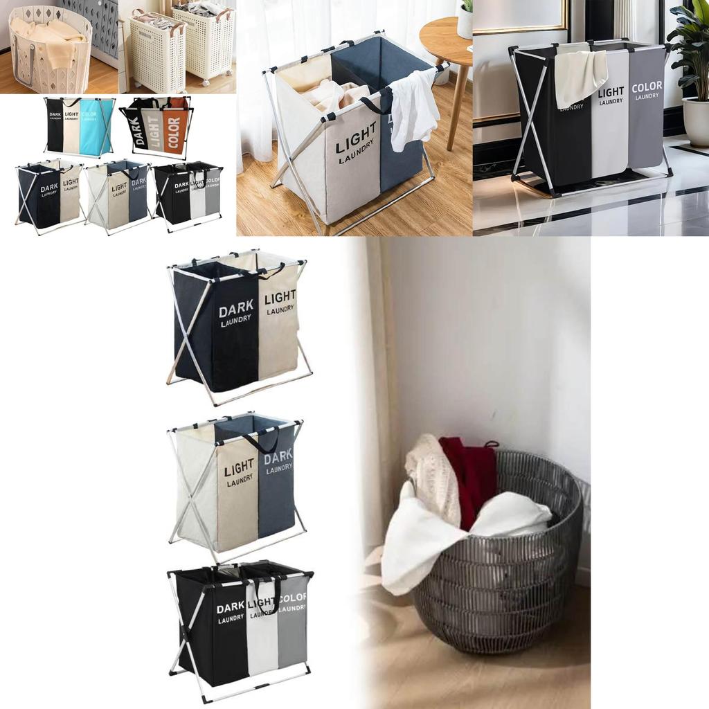 Foldable Oxford Fabric Dirty Clothes Hamper With Multicompartment Storage For Home Use