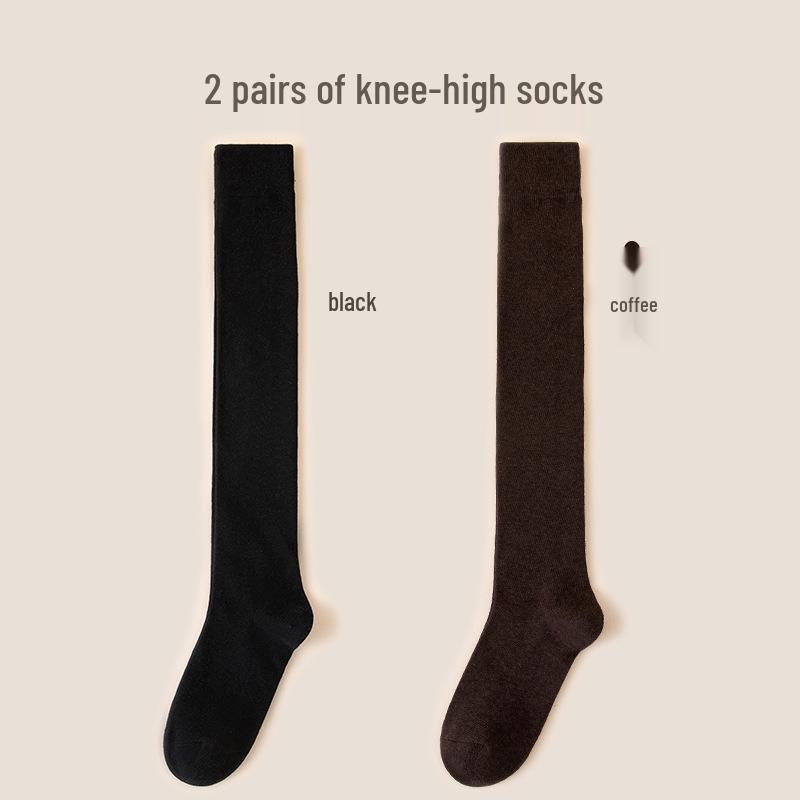 Women's Premium Cotton Mid-Calf & Thigh-High Socks: Versatile for All Seasons, Black