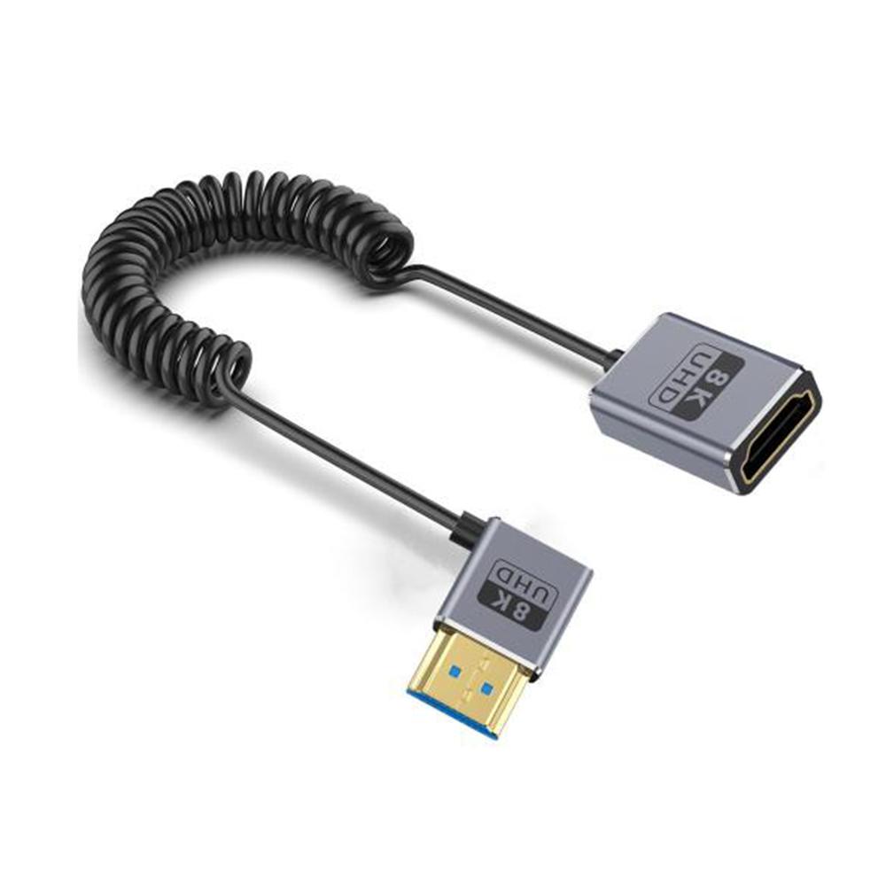 

0.7м Пружинний Коаксіальний 8K HD Відео 48 Гбіт/с Кабель HDMI 2.1 Прямокутний Штекер до Прямого Гнізда Адаптерний Шнур As Shown A