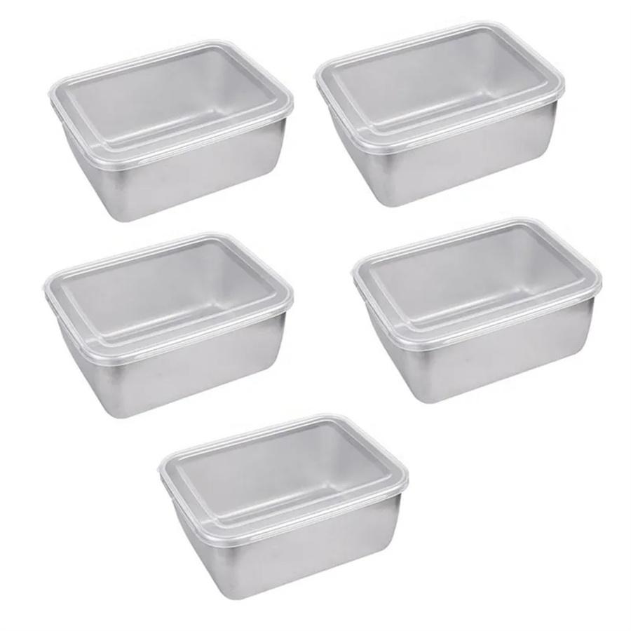 1/3/5pcs Stainless Steel Food Storage Box Fresh-keeping Box With Lid ,Rectangle Sausage Noodles Fruit Dish with Cover