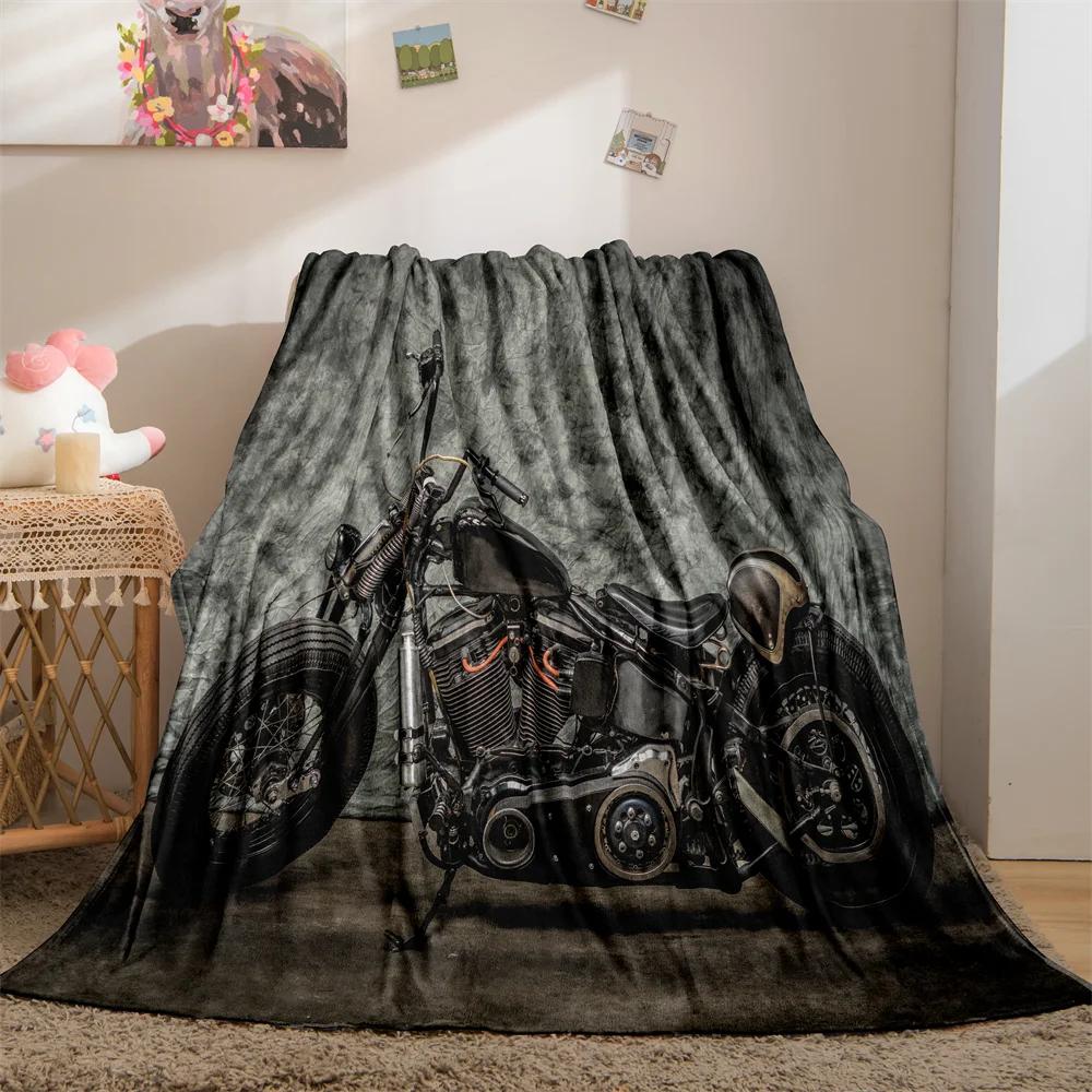 Motorcycle Flannel Throw Blanket Extreme Sport Theme Cozy Bed Blanket Lightweight Warm Blankets for Couch Sofa Office Super Soft