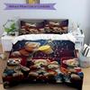 3pcs Anime Teddy Bear Popcorn Movie Night Bedding Set - Includes One Quilt Cover and Two Pillowcases (No Core) - Perfect for Bedroom and Gue