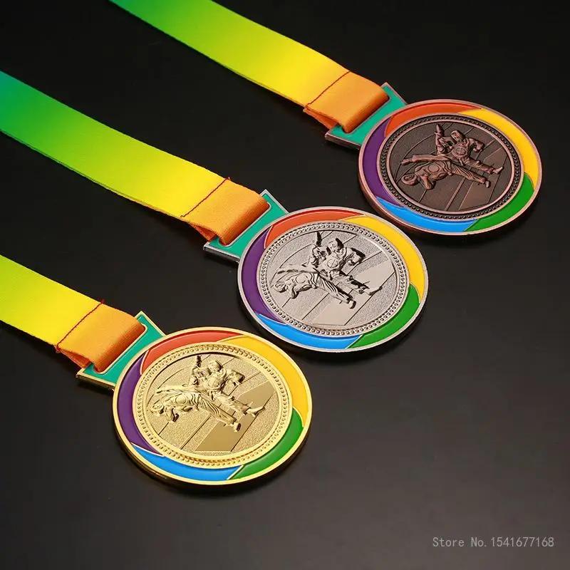 Customized Taekwondo Medal Tag, Gold Silver Bronze, Zinc Alloy, School Sports Competition, Creative Souvenir, 1Pc