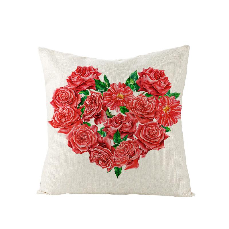 Valentine's Day Pillow Nordic Pink Car Rose Polyester Printed Cushion Sofa Cushion Home Products