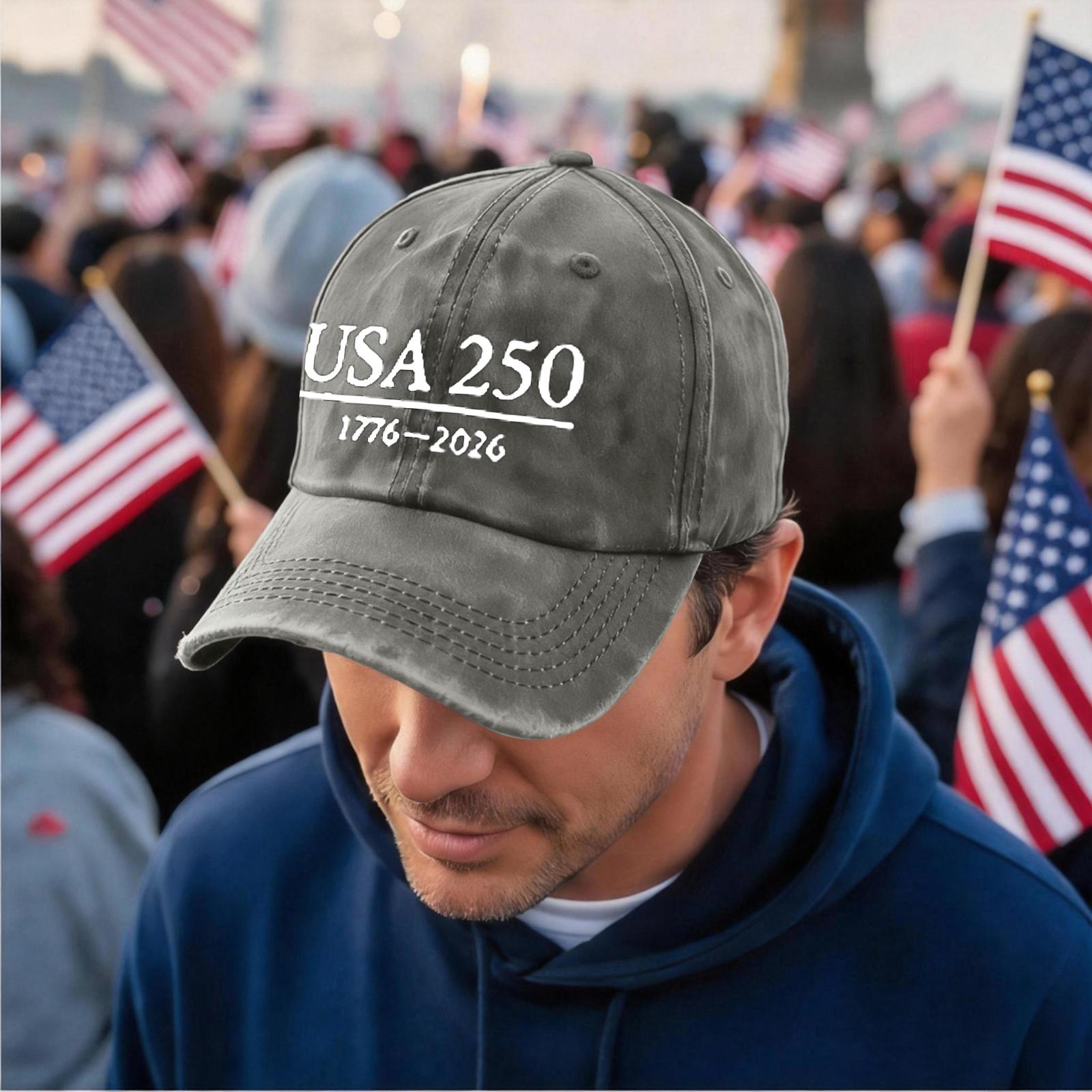 

Distressed Washed Casual Baseball Cap with Embroidered USA 250 and Date Elements Adjustable Strap Unisex Hat for Everyday Wear One Size армия зеленый