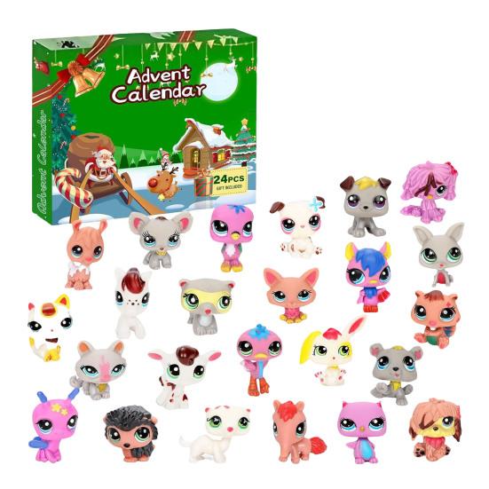 

24-Day Christmas Advent Calendar Countdown Box with Collectible Character Ornaments Multifunctional Holiday Decoration for Kids A