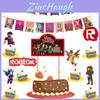 Suministros vibrantes para fiesta temática de Roblox para celebraciones de cumpleaños infantiles con pancartas y adornos para pasteles