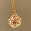 Vintage Iris Snowflake Compass Pendant Gold Necklace for Women - Elegant, Niche Luxury Design