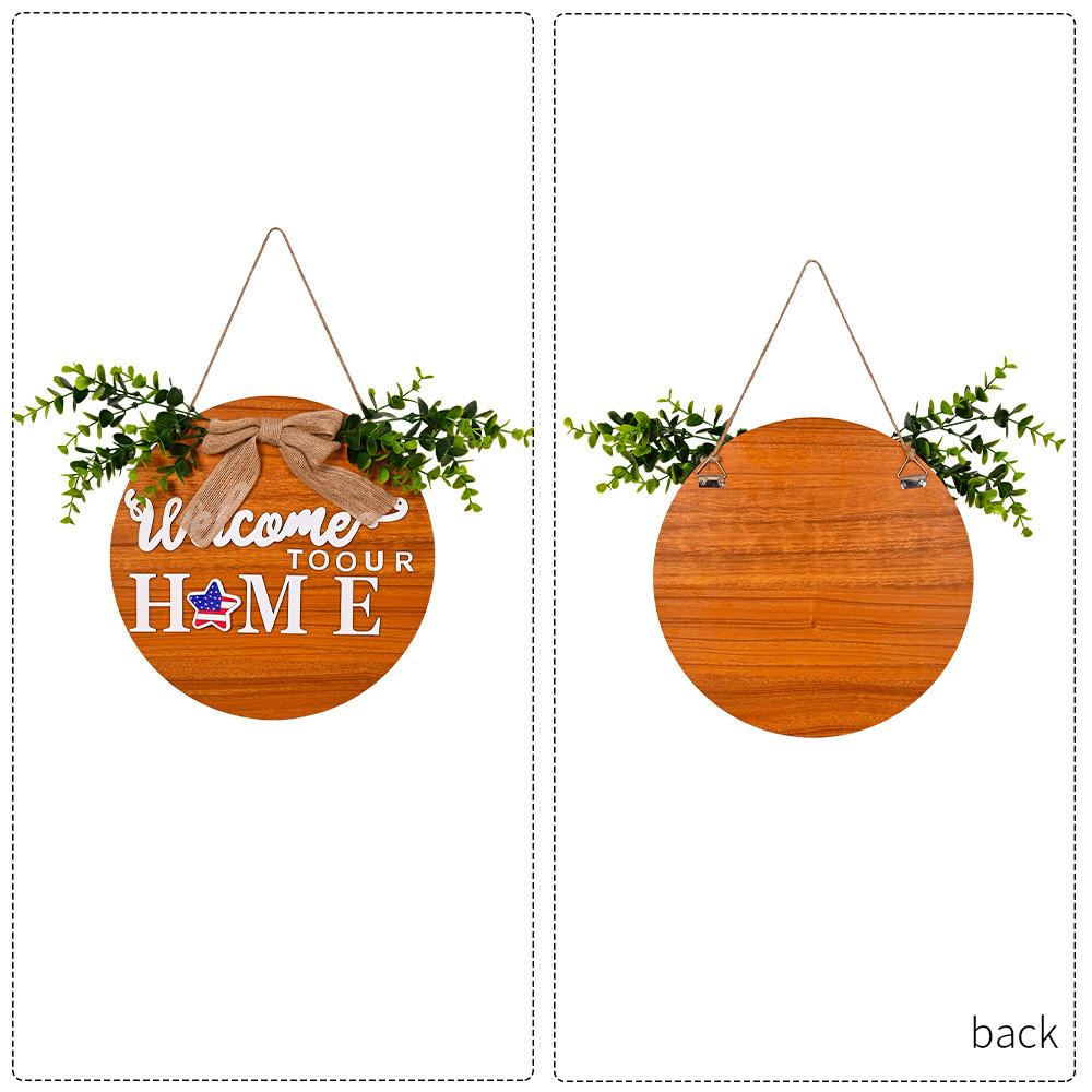 Beautifully Crafted Wooden Door Decor With Green Leaf And Butterfly Bow For Summer