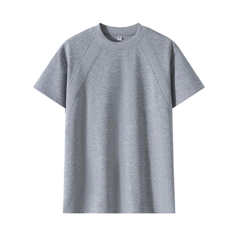 Cotton T-sleeve Men's Spliced Ice Silk Short-sleeved Men's Cool T-shirt Men's Dropped Shoulder Sleeves Short-sleeved Men's
