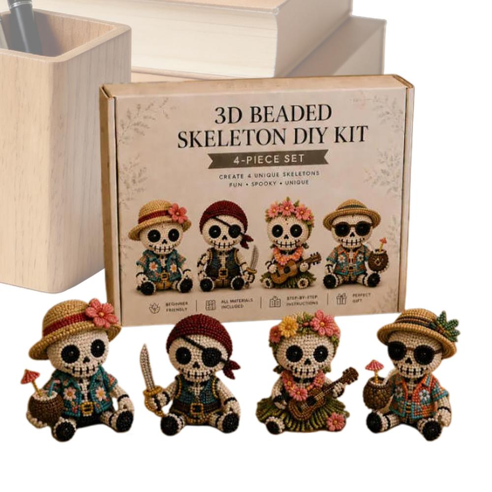 3D Perlen Halloween Totenkopf Set 3D Handgemachte Totenkopf Dekoration Mit Anleitung Skelett Bastelset Für Geburtstagsfeier Aktivität