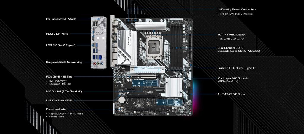 ASRock B760 Pro RS Intel 12th and 13th Gen CPU B760 DDR5 ATX Motherboard Japanese Retailer Motherboard, (LGA1700) Compatible, Chipset, [Official
