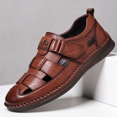Men's Sandals Shoes  Genuine Leather Summer Anti-slip Breathable Hollow Outdoor Sports Beach Shoes Casual Sandals