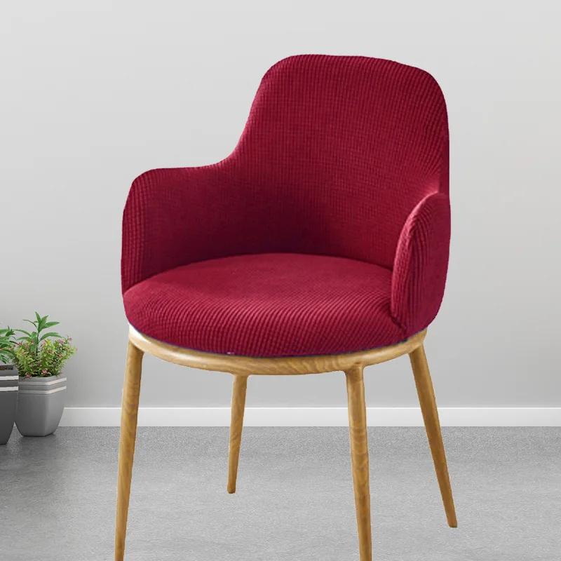 Solid Color High Arm Chair Cover Stretch Dining Chair Slipcover Fundas Para Sillas Makeup Spandex Round Bottom Chair Covers