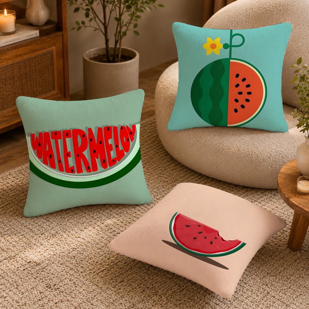 Watermelon Cushion Cover Anti-dustmite Pillowcase Invisible Zipper Silky Short Plush Sofa Cushion Cover