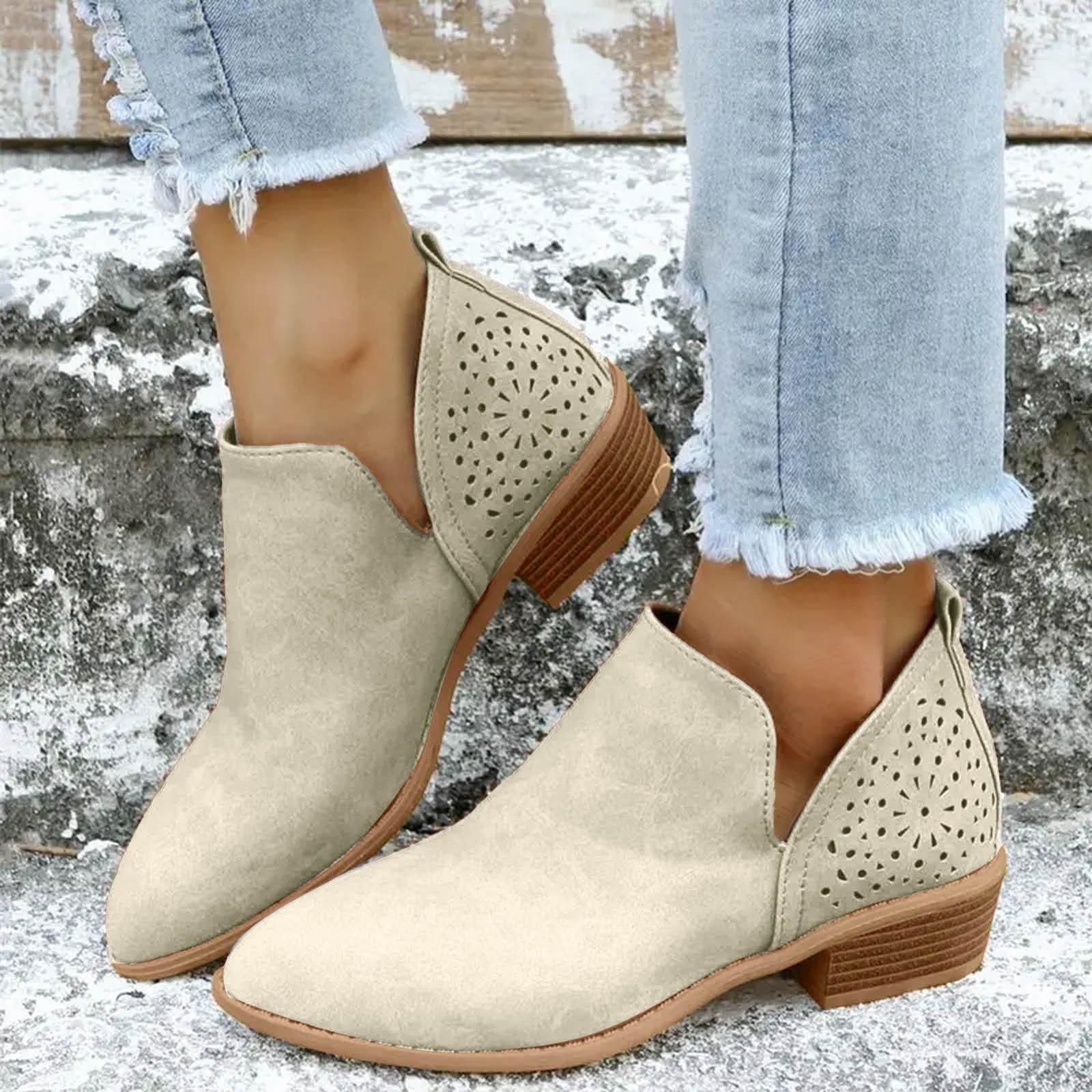 Women s Autumn Winter Boots Pointed Toe Thick Heel Platform Shoes Women Suede Booties Zipper Heeled Ankle Boots Plus Size 43 37 серый