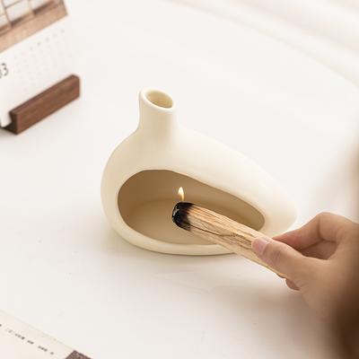 Porta Palo Santo & Porta Palitos de Fósforo Queimador de Incenso Cone Chaminé de Cerâmica Moderna Feito à Mão Meditação Gif