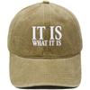 IT IS WHAT IT IS Alphabet Embroidered Baseball Cap Washed Retro Men's and Women's Casual Shade Daddy Hat