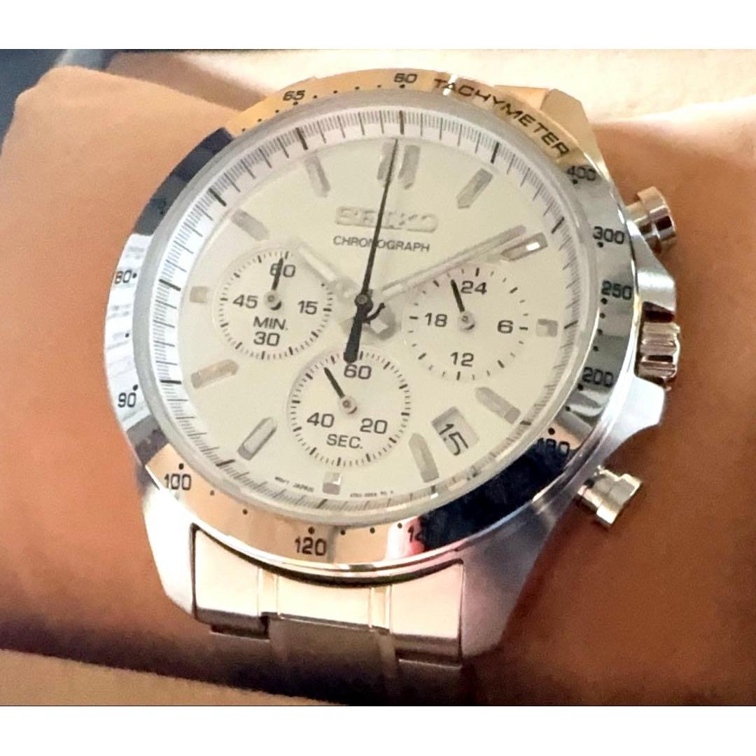 Used SEIKO Chronograph 8T63-00D0 White Dial Men s Watch with Box