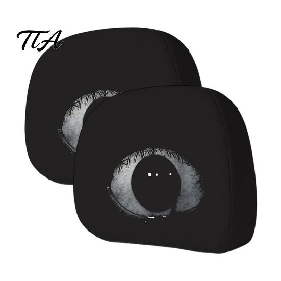 Cartoon Seat Decor 2Pcs Spooky Car Headrest Covers, Evil Face Auto Breathable Interior Protectors, Elastic Protectors for Cars Trucks SUVs Polyester