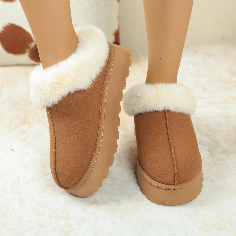 Fashion Platform Round Toe Wool Shoes Women's Outside Wear Autumn and Winter New Warm Fur Integrated Anti-slip Platform Snow Boots