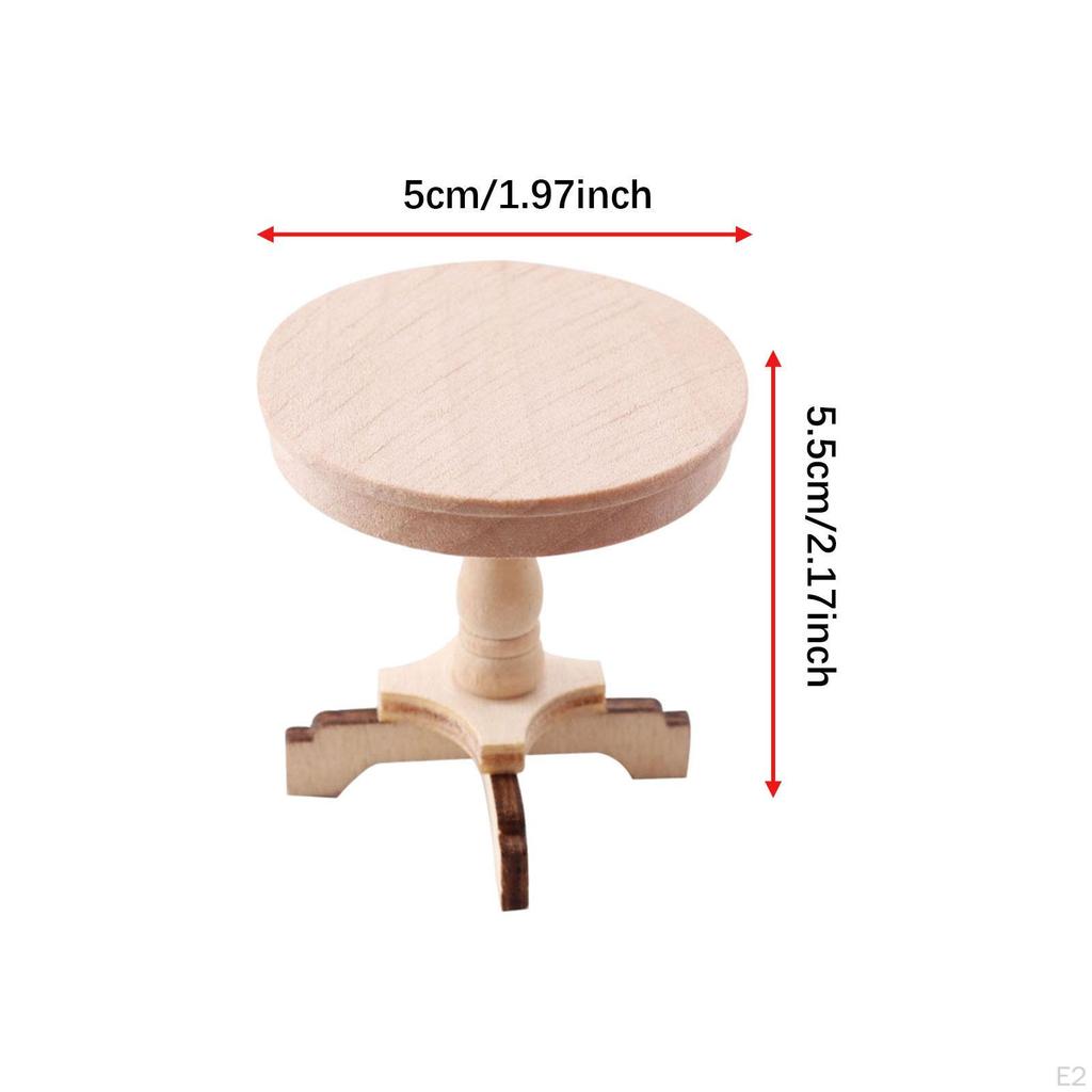 1/12 Dollhouse End Table Model Toy Furniture Crafted Round Mini Desk Pretend Play Ornament