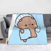 Bubu Dudu Going To Sleep Blanket Fleece Spring/Autumn Panda and Bear Soft Throw Blanket for Home Bedroom Bedspread