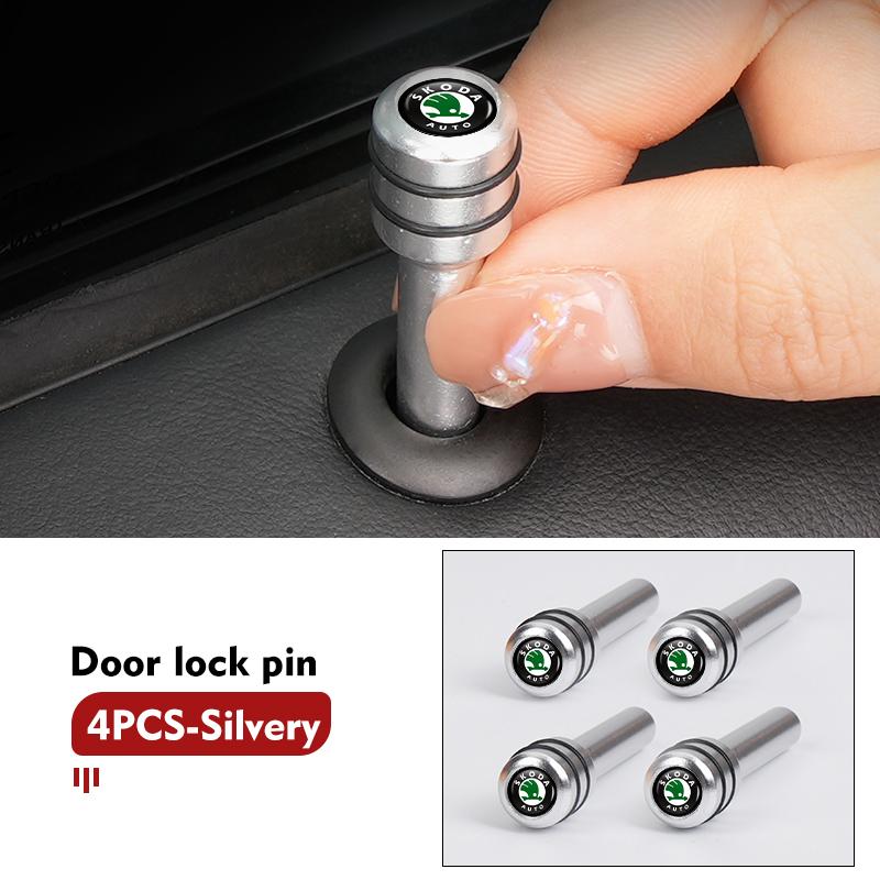 AAAAK1 Car Door Lock Pin Knob Pull Security Insurance Accessories For Skoda OCTAVIA RS FABIA KAMIQ KAROQ KODIAQ RAPID SCALA SUPERB