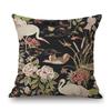 Navy Blue Green Red Rose Classic Home Decoration Flower Bird Art Sofa Throw Pillow Case Cotton Linen Square Medium Cushion Cover