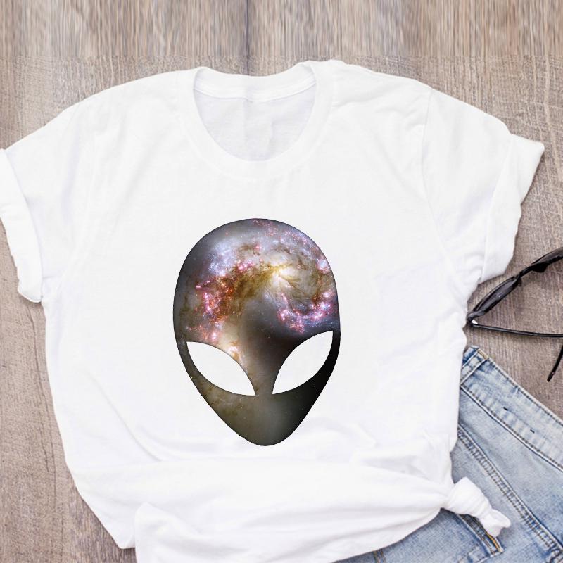 Women Graphic Cartoon Alien Color Ladies Summer Print T Shirt Shirt Tops Lady Clothes Womens