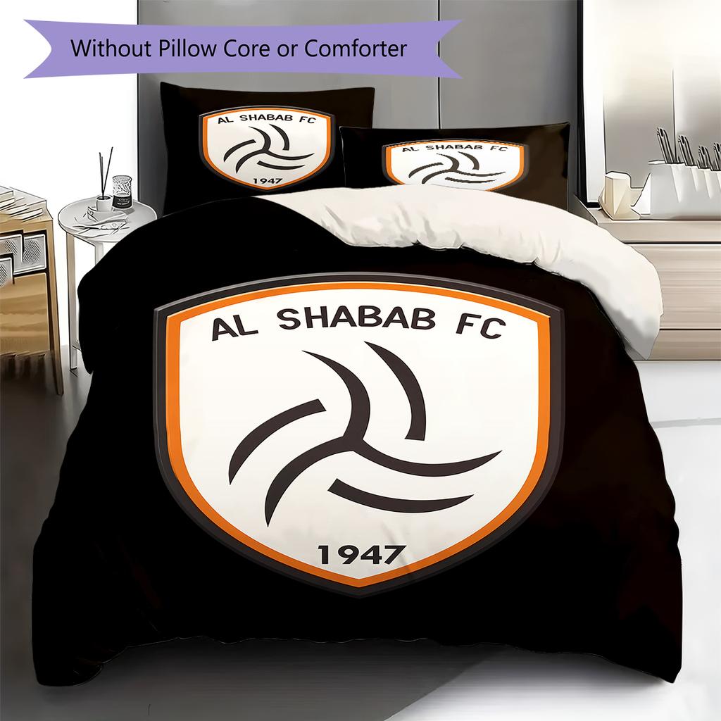 Al-Shabab FC Pattern Bedding,Quilt Set Quilt Cover Pillowcase Home Birthday Gift (1 * duvet cover + 2 * pillowcase, without core)