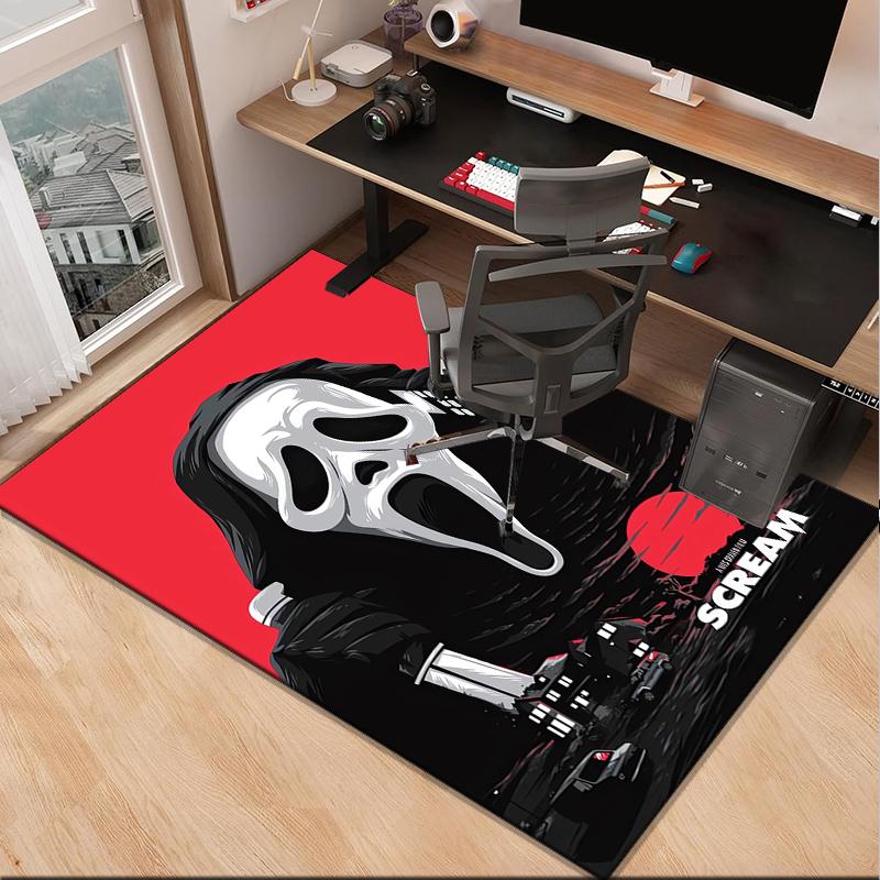 Heartbeat Ghostface Of Horror Office Rug Chair Mat, Game Carpet, Suitable for Front Door, Bedroom, Living Room, Desk, Holiday Gift