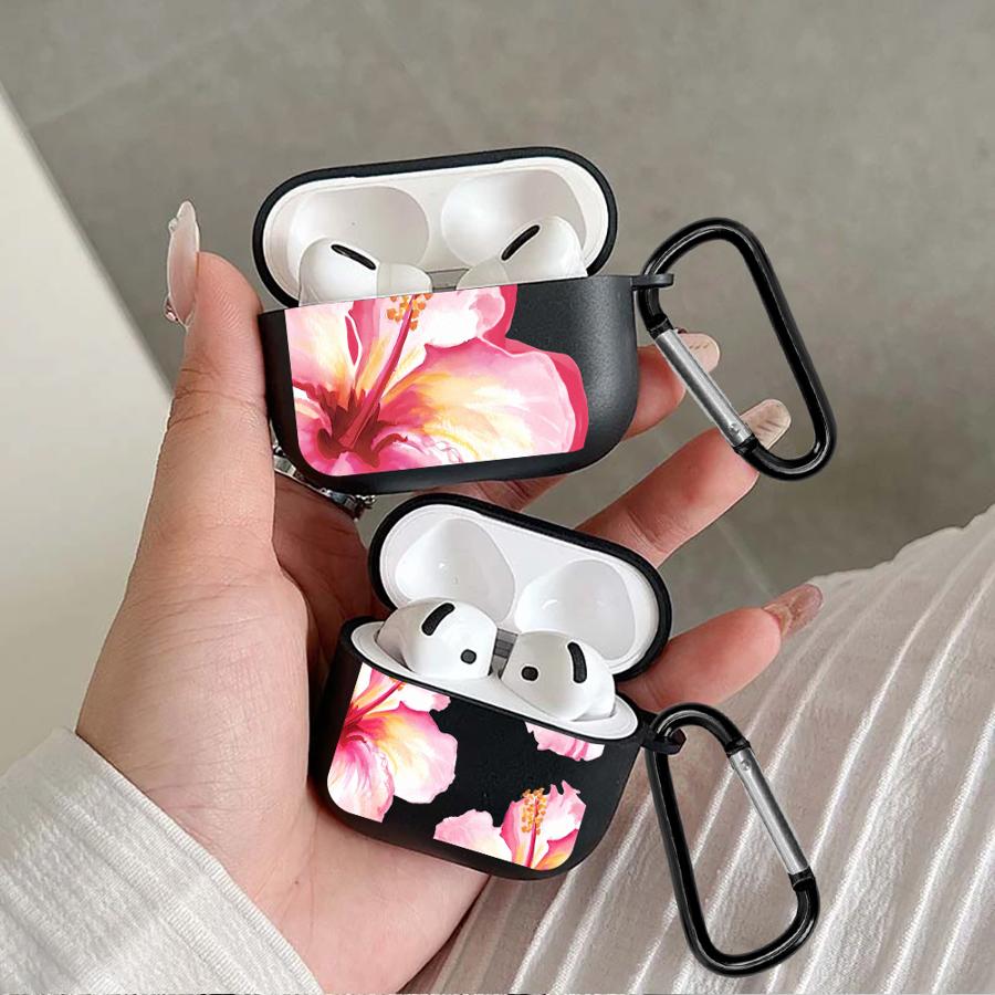 Case For Airpods Pro 2 Pro3 1 3 4 Pro2 Earphone Cases Cover Pink Hibiscus Flower