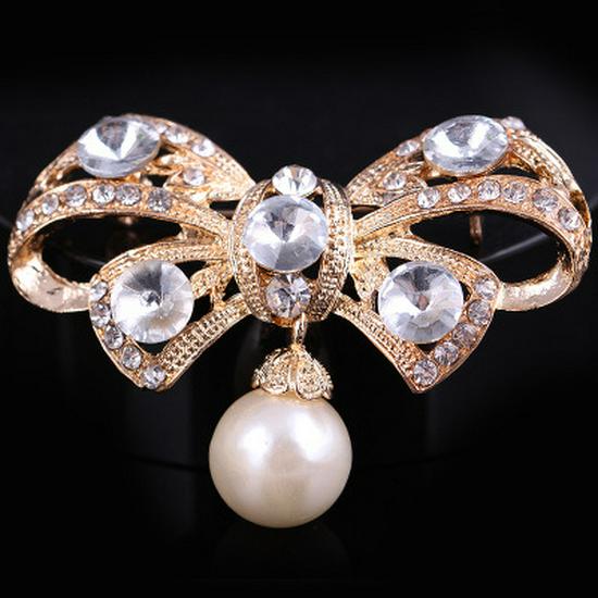 Lanhao Hot-Selling Pearl Swan Rhinestone Flower Brooch - Japanese & Korean Fashion Accessories for Women