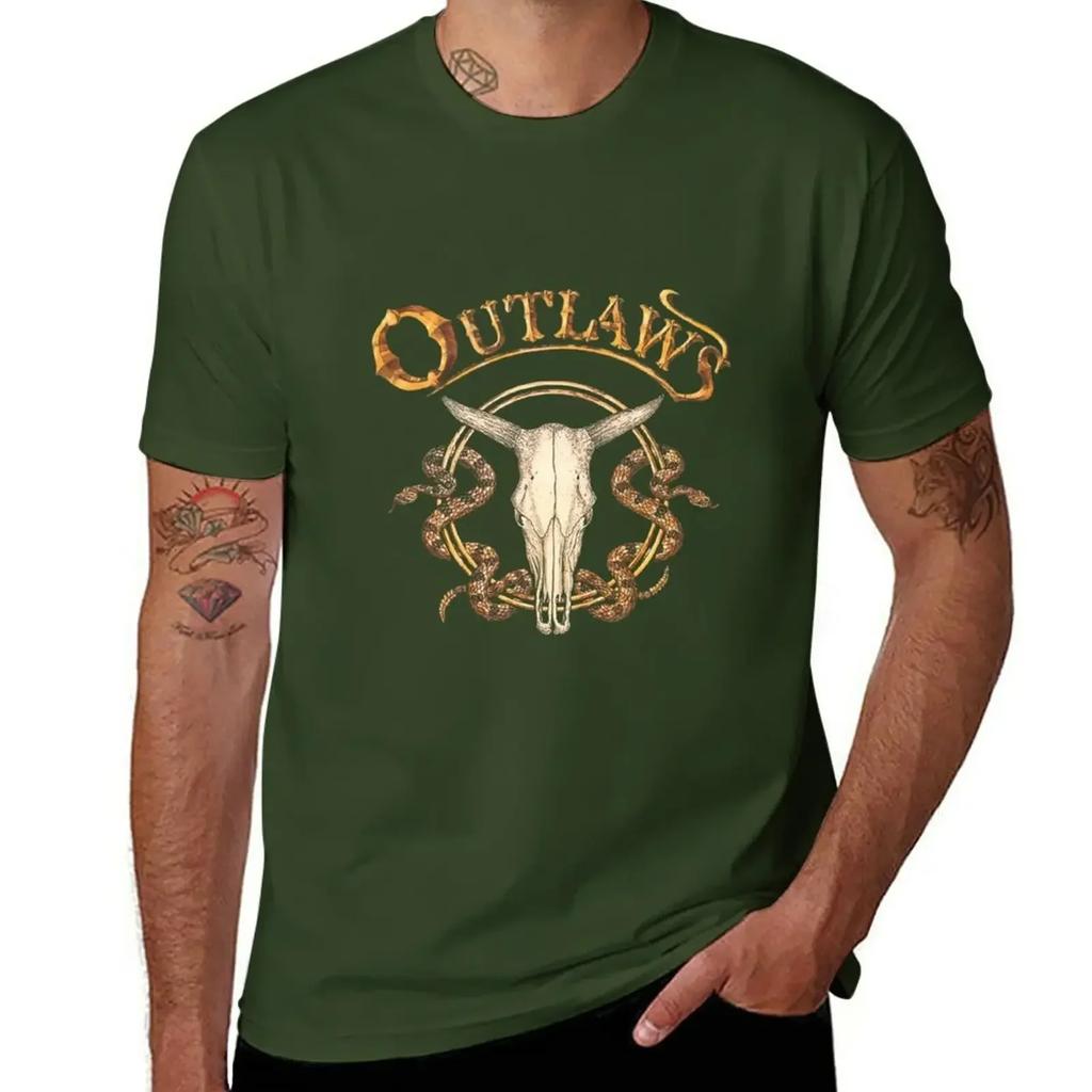 Vintage Clothes Hippie Clothes Unisexs T Shirts The Outlaws Southern Rock Band Hot Selling Black TShirt Oversized Unisex Clothing