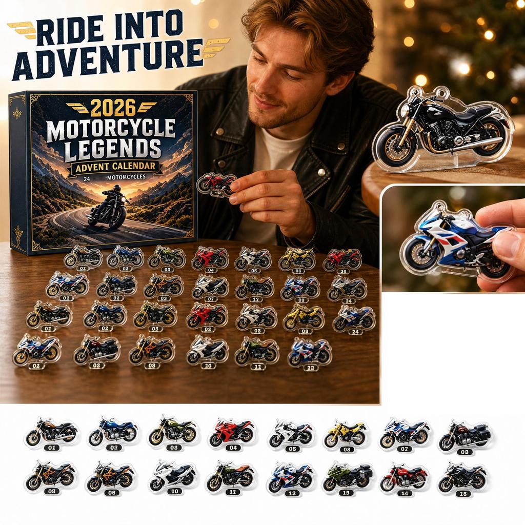 2D Arcylic Motorcycle Legends Advent Calendar, 24 Days Christmas Countdown Christmas Countdown Calendar Pendant for Xmas Party Favors Gifts