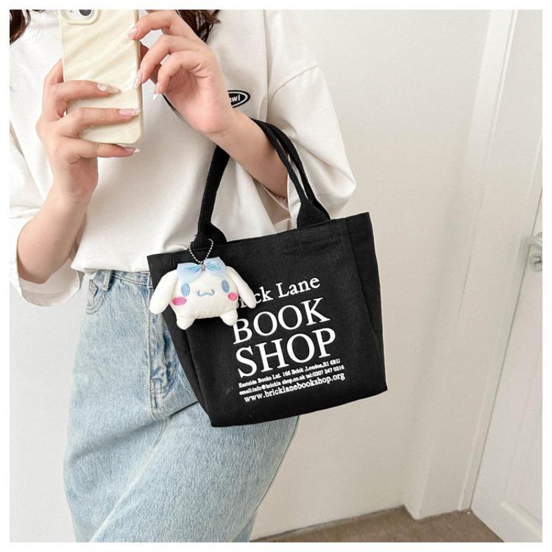 Basit Mini Tote Kova Çanta Büyük Kapasiteli Dış Saplı Kanvas Çanta