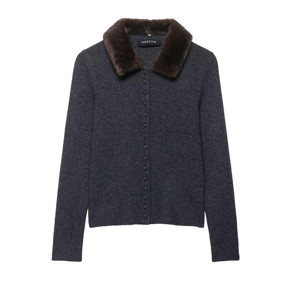 Women's Autumn Fur Collar Patchwork Knitwear – European & American Style