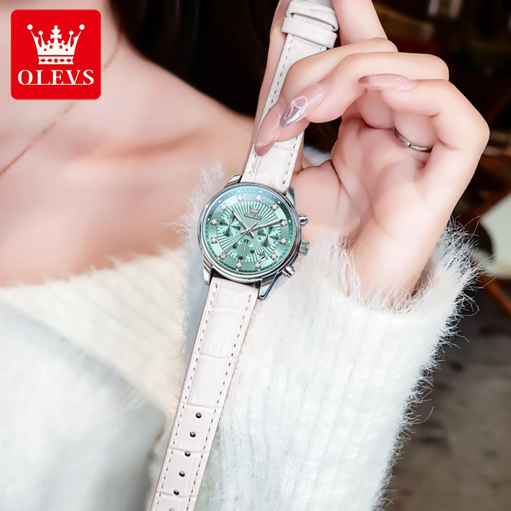 OLEVS Womens Watch Fashion Brand Waterproof Luminous Multifunctional Chronograph Quartz Watch Date Ladies Watches