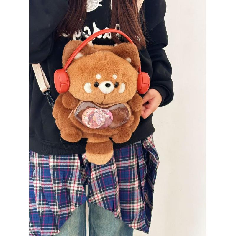 Adorable Mori-Style Cartoon Raccoon Plush Backpack - Soft Commuter Trend