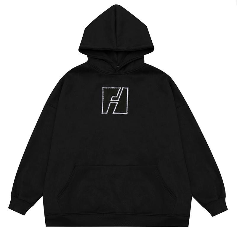 

Men s Double-Line Printed Hooded Sweatshirt: Casual, Versatile, Loose-Fit Jacket XL