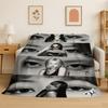 Fashion B-Black P-Pink Kpop Star Flannel Blanket Soft Warm Throw Blanket for Bedroom Living Room Bed Travel Camping Picnic Kid