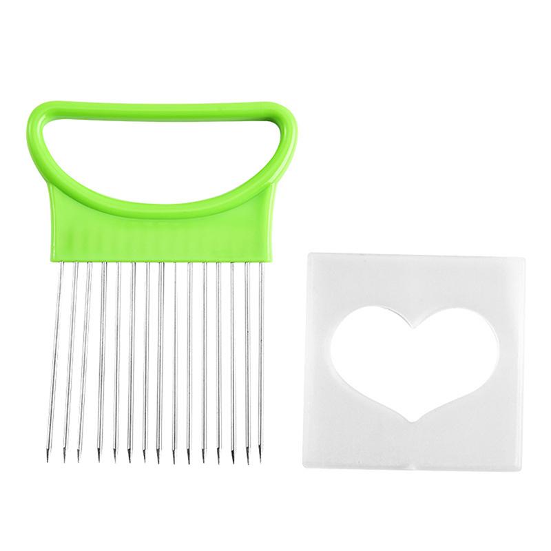 Stainless Steel Onion Cutter Holder Food Slicers Assistant Tomato Onion Slicer Holder Vegetables Cutting Fork Kitchen Gadgets