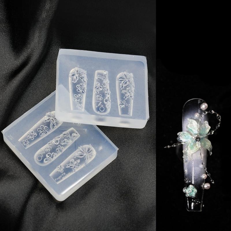 Multipurpose 3D Nail Art Silicone Mould with Butterfly and Moon Patterns Decoration for Crafting Unique Acrylic Nails