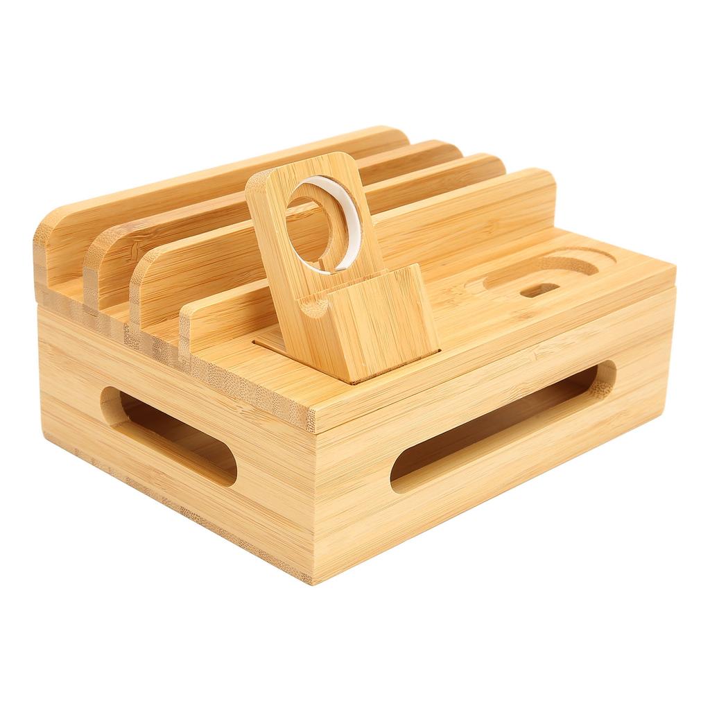 Bamboo Multi Devices Charging Station Charging Dock Stand Rack for Phone Tablet Watch