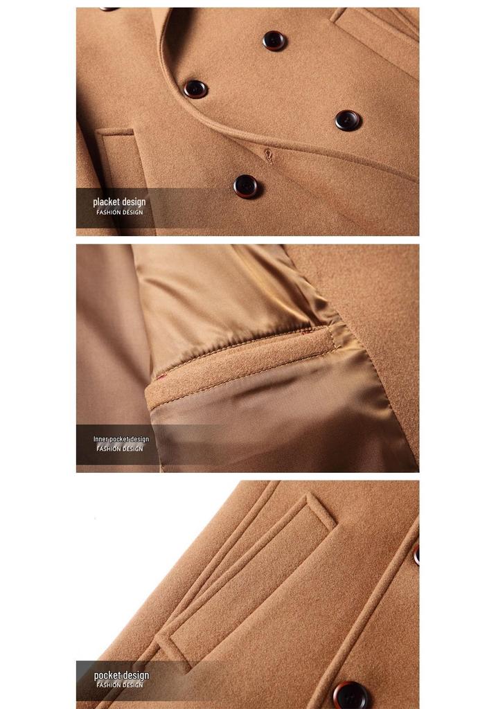 Trench in Lana da Uomo Doppiopetto - Lungo, Sopra il Ginocchio, Capo d'Abbigliamento Caldo per Autunno/Inverno, Stile Business Casual per Tutte le Età.